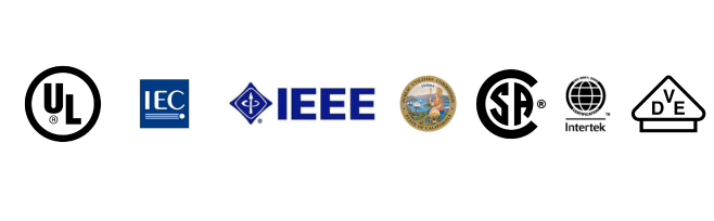 Blue on Silver 1 Testing Certification Centers Logos on Displayed on Data Sheets